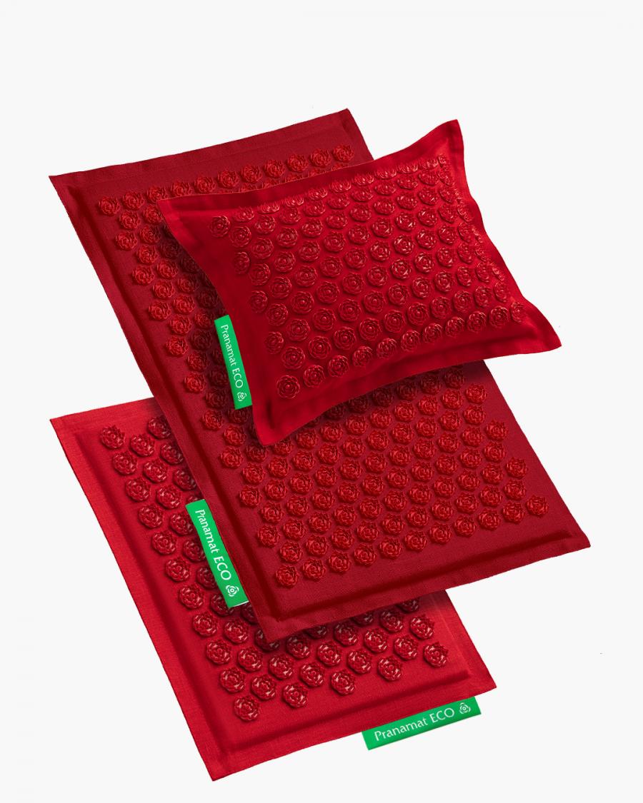 Pranamat ECO Mat + Kussen + Mini Donkerrood